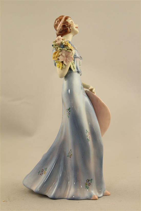 A rare Wade Art Deco underglaze porcelain figure of Grace, c.1938m 24cm